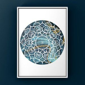 Modern minimalist mandalas white doodle art print